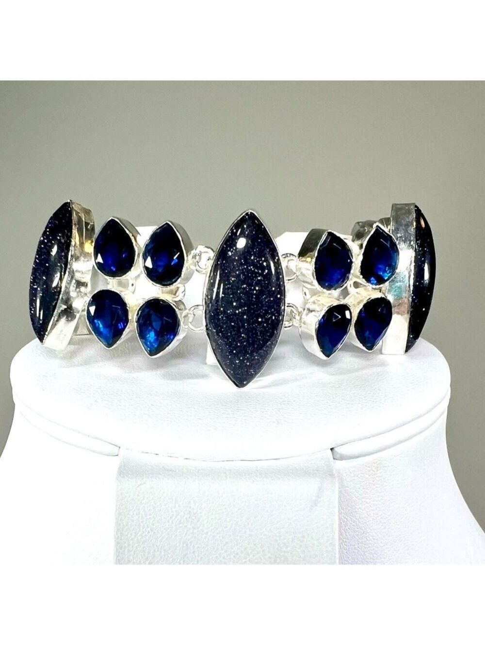 Blue Sunstone Tanzanite 925 Large Gemstone Bracelet